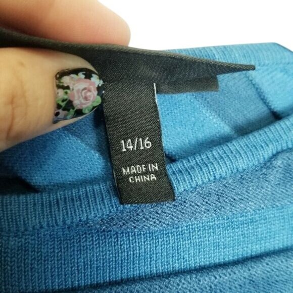 Lane‎ Bryant Womens Blue Striped V-Neck Sweater Size 14/16 Rayon & Nylon Blend - Picture 4 of 9